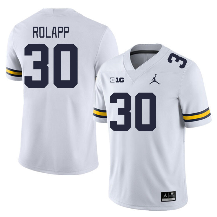 Michigan Wolverines #30 Will Rolapp College Football Jerseys Stitched Sale-White
